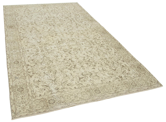 5x9 Beige Turkish Vintage Area Rug - 39033