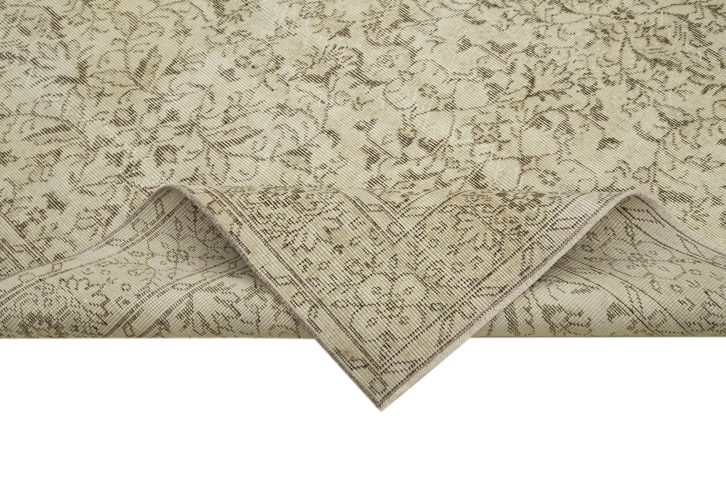 5x9 Beige Turkish Vintage Area Rug - 39033