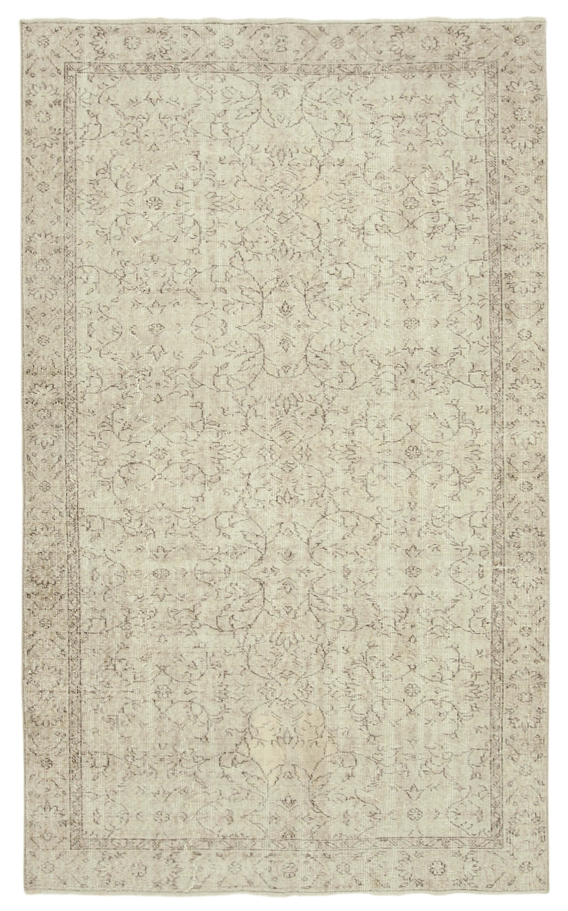 5x9 Beige Turkish Vintage Area Rug - 39035