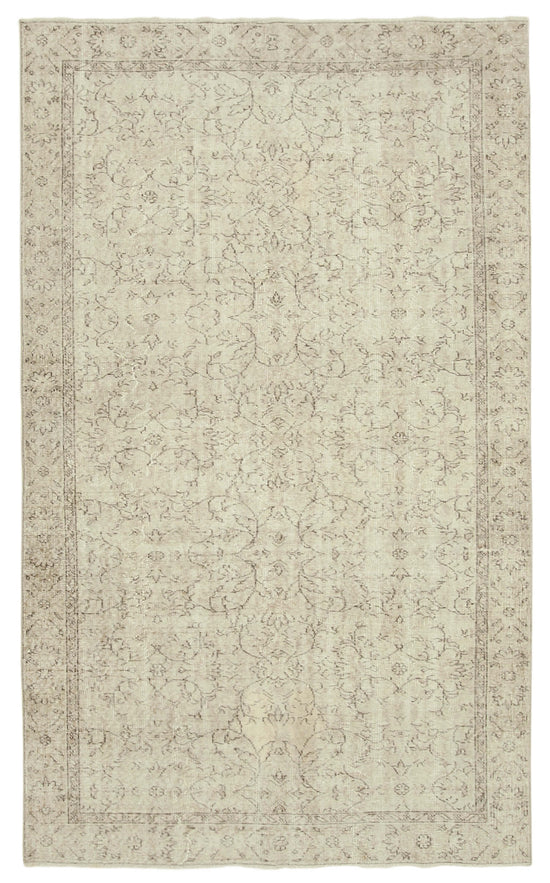 5x9 Beige Turkish Vintage Area Rug - 39035