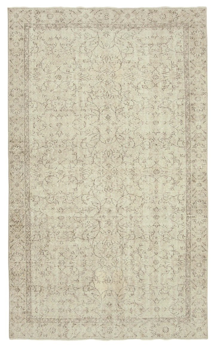 5x9 Beige Turkish Vintage Area Rug - 39035