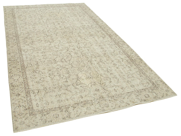 5x9 Beige Turkish Vintage Area Rug - 39035