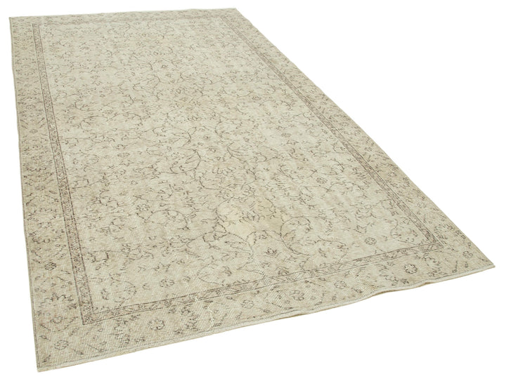 5x9 Beige Turkish Vintage Area Rug - 39035