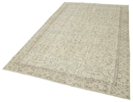5x9 Beige Turkish Vintage Area Rug - 39035