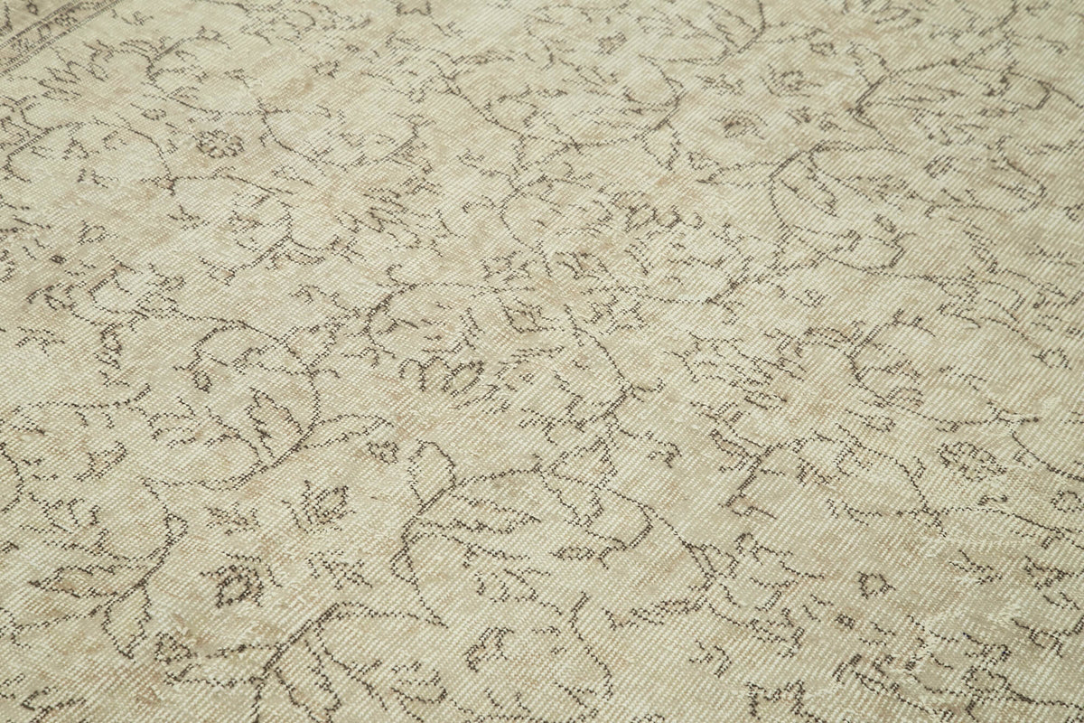 5x9 Beige Turkish Vintage Area Rug - 39035