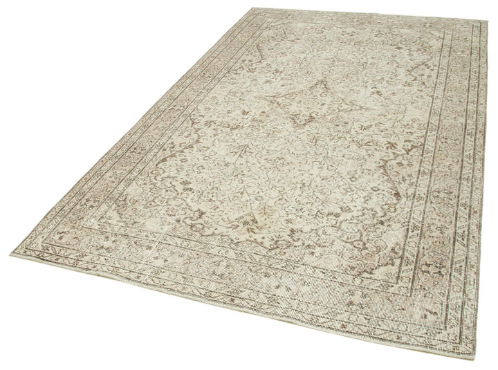 5x9 Beige Turkish Vintage Area Rug - 39037