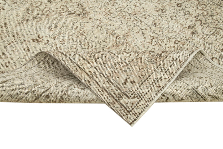 5x9 Beige Turkish Vintage Area Rug - 39037