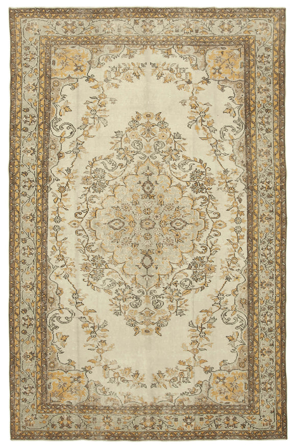 6x10 Beige Turkish Vintage Area Rug - 39041