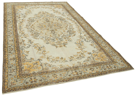 6x10 Beige Turkish Vintage Area Rug - 39041