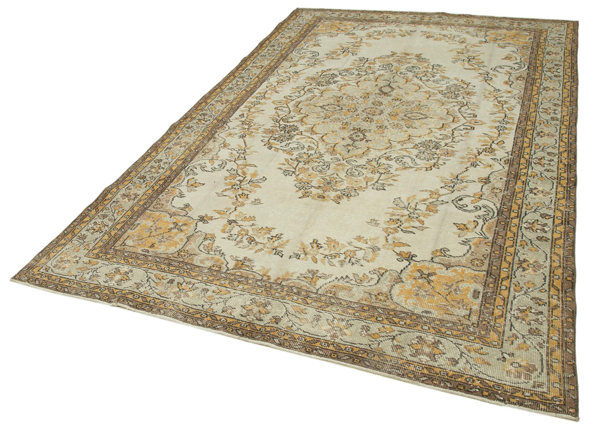 6x10 Beige Turkish Vintage Area Rug - 39041