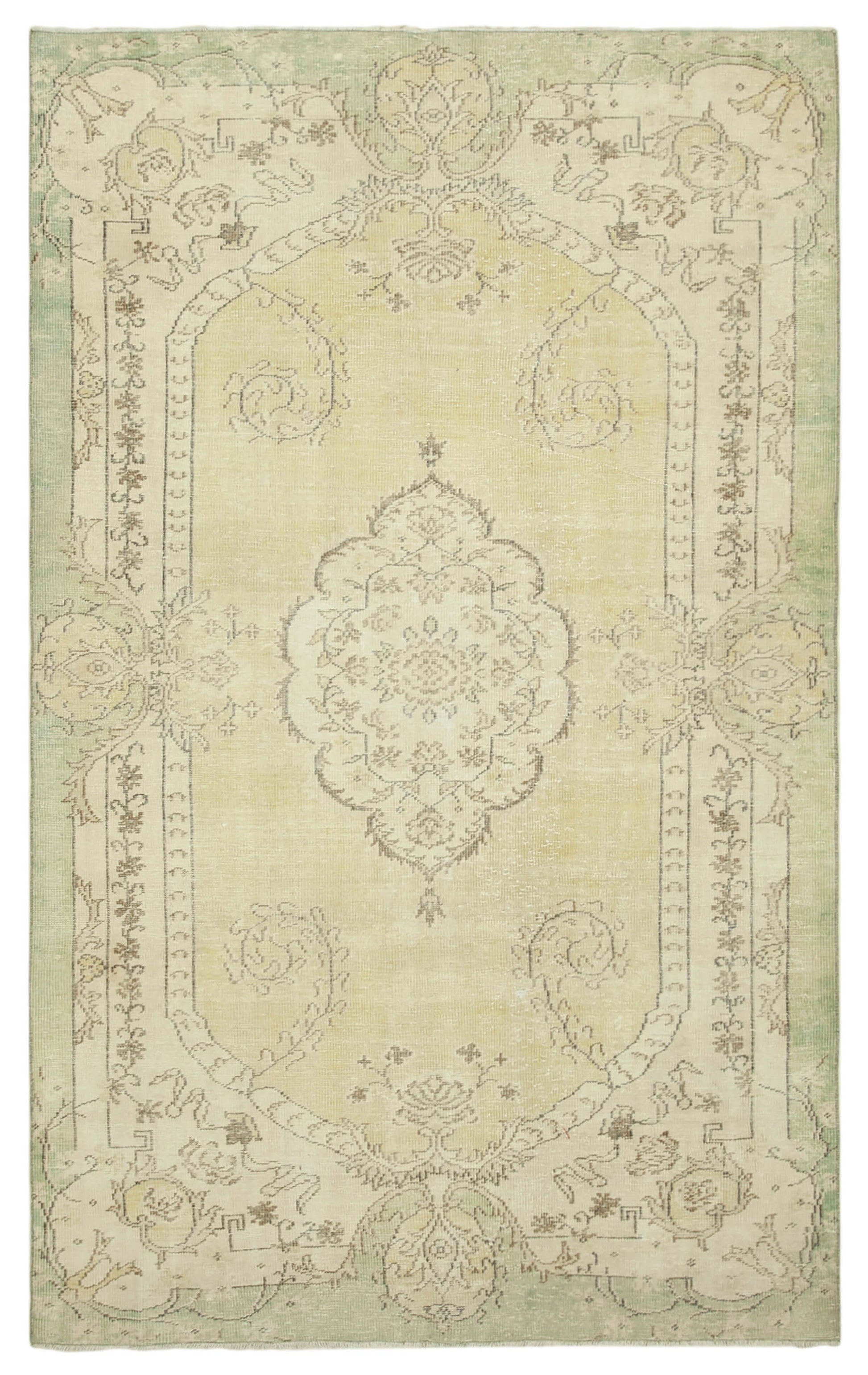 6x10 Beige Turkish Vintage Area Rug - 39043