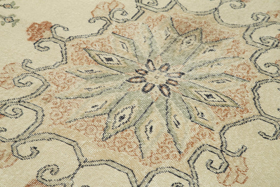 5x9 Beige Turkish Vintage Area Rug - 39046