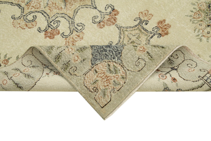 5x9 Beige Turkish Vintage Area Rug - 39046