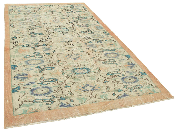 5x9 Beige Turkish Vintage Area Rug - 39052
