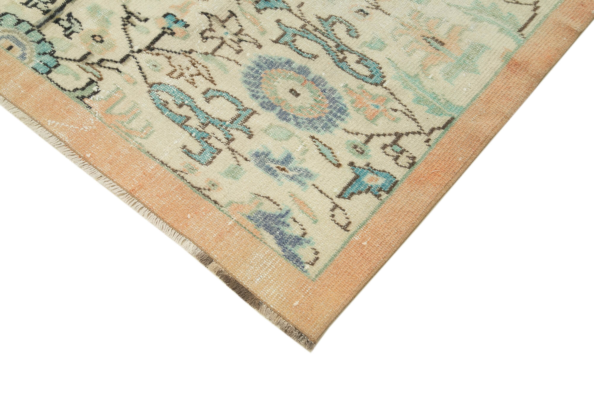 5x9 Beige Turkish Vintage Area Rug - 39052