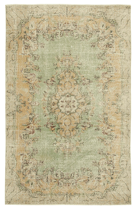 6x10 Beige Turkish Vintage Area Rug - 39054