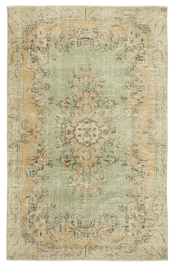 6x10 Beige Turkish Vintage Area Rug - 39054