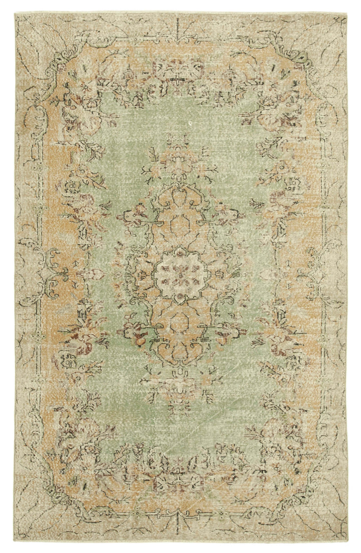 6x10 Beige Turkish Vintage Area Rug - 39054