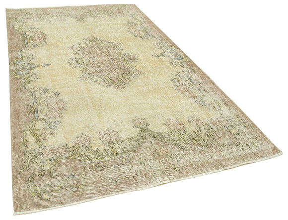 5x9 Beige Turkish Vintage Area Rug - 39056