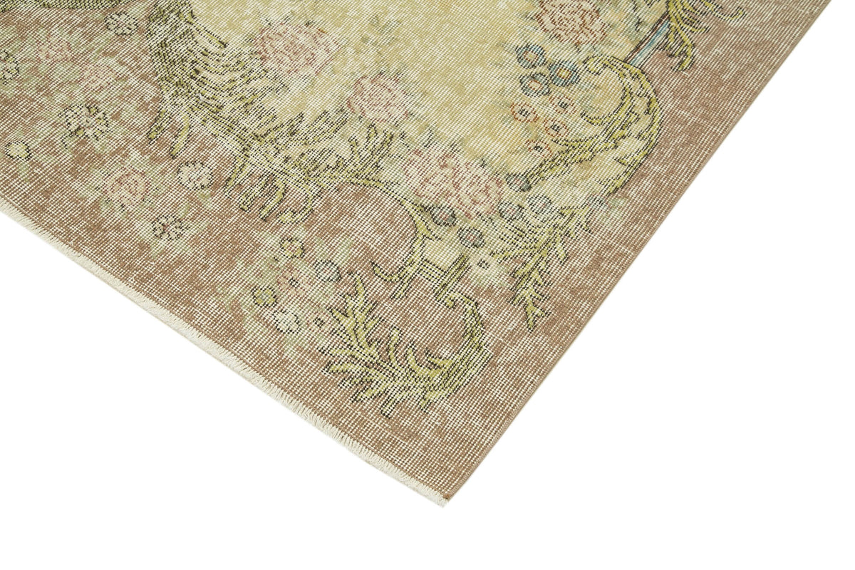 5x9 Beige Turkish Vintage Area Rug - 39056