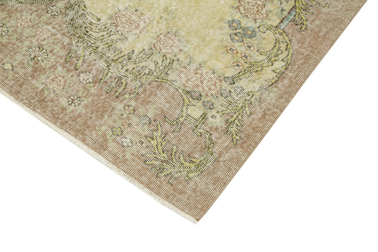 5x9 Beige Turkish Vintage Area Rug - 39056