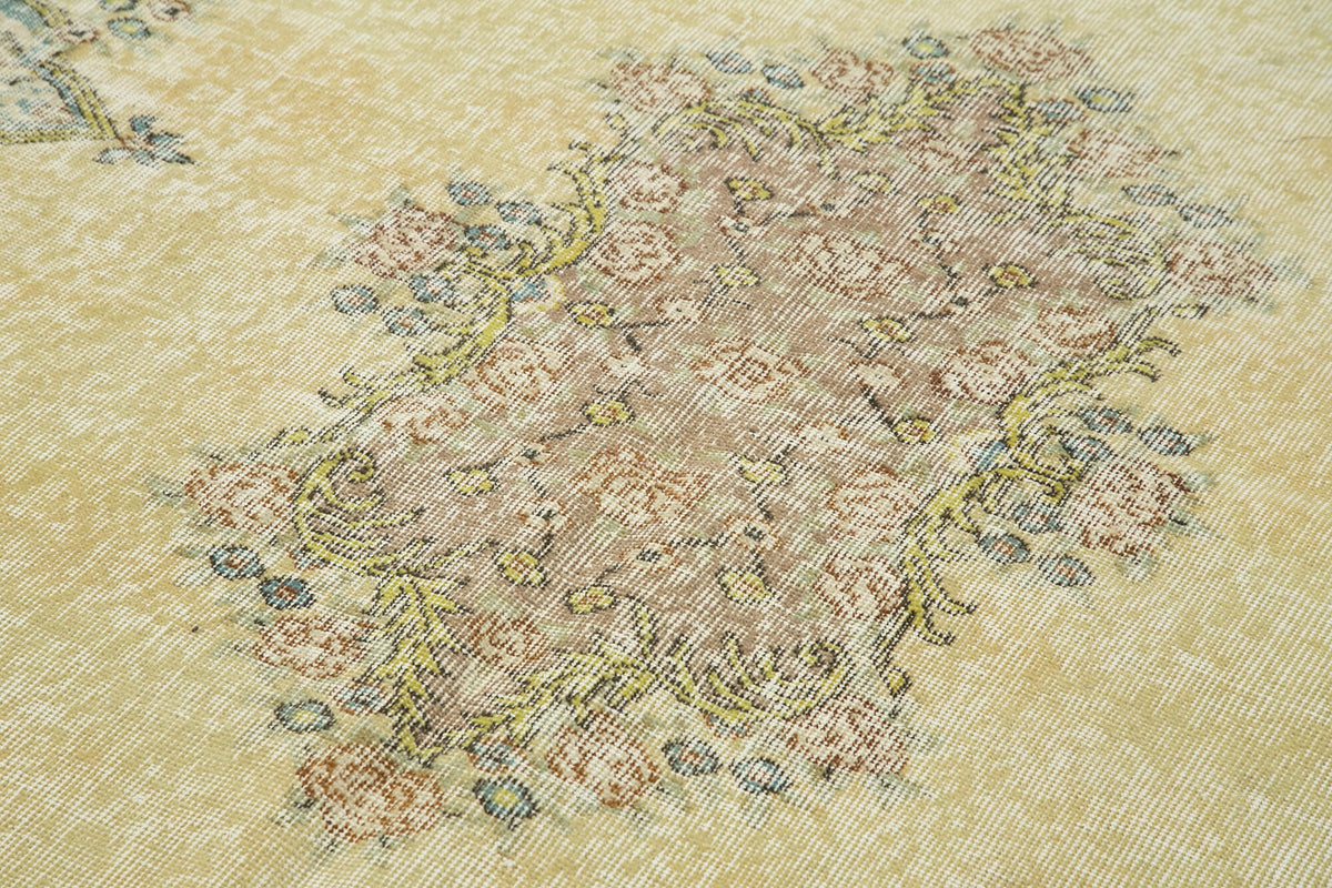 5x9 Beige Turkish Vintage Area Rug - 39056