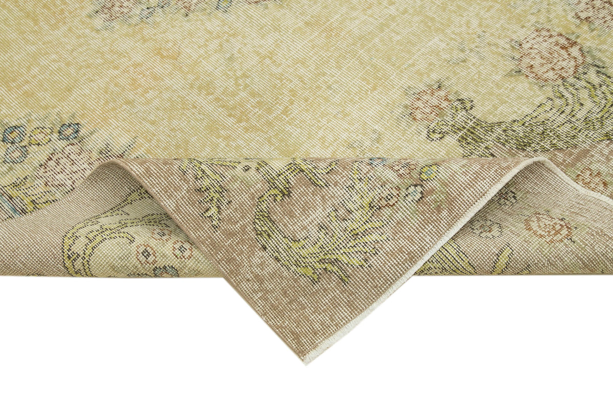 5x9 Beige Turkish Vintage Area Rug - 39056