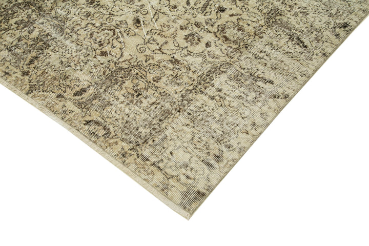 7x10 Beige Turkish Vintage Area Rug - 39059