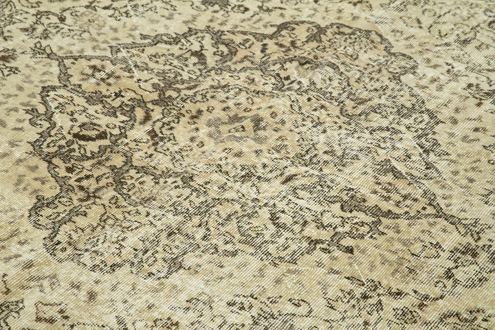 7x10 Beige Turkish Vintage Area Rug - 39059