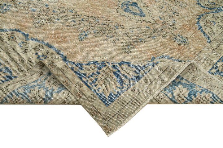 7x10 Beige Turkish Vintage Area Rug - 39061