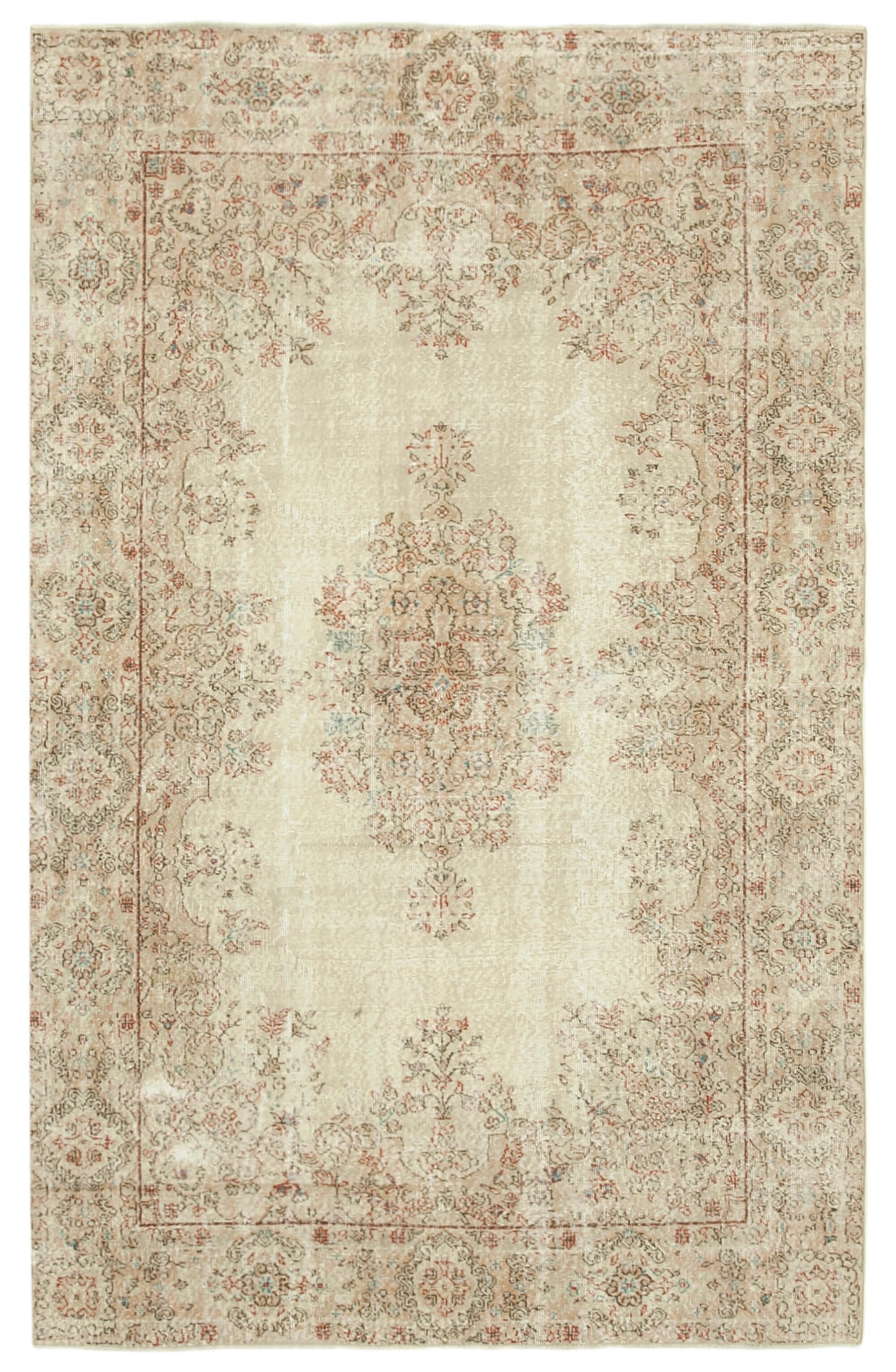 6x10 Beige Turkish Vintage Area Rug - 39062