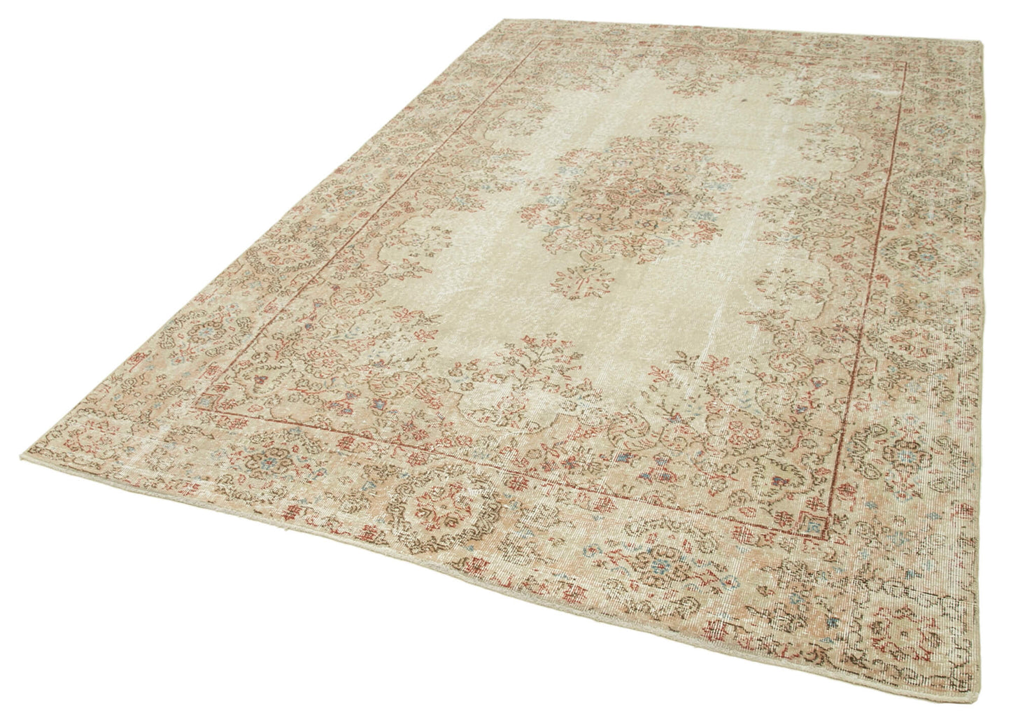 6x10 Beige Turkish Vintage Area Rug - 39062