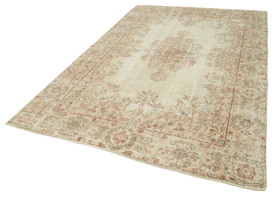 6x10 Beige Turkish Vintage Area Rug - 39062