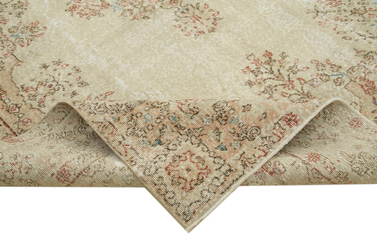 6x10 Beige Turkish Vintage Area Rug - 39062