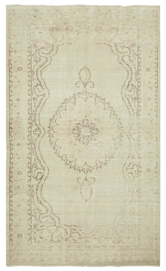 6x10 Beige Turkish Vintage Area Rug - 39063