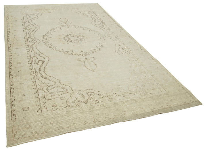 6x10 Beige Turkish Vintage Area Rug - 39063