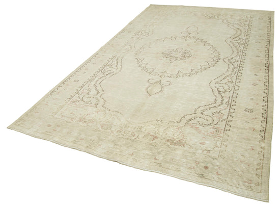 6x10 Beige Turkish Vintage Area Rug - 39063