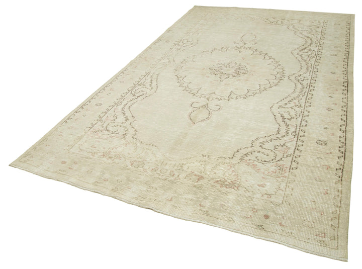 6x10 Beige Turkish Vintage Area Rug - 39063