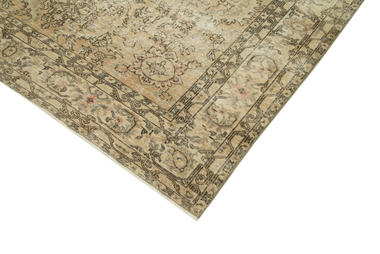 7x9 Beige Turkish Vintage Area Rug - 39065