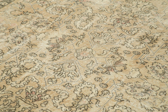 7x9 Beige Turkish Vintage Area Rug - 39065