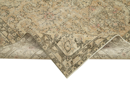 7x9 Beige Turkish Vintage Area Rug - 39065