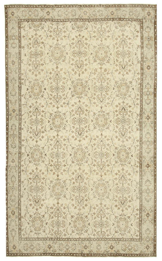 6x10 Beige Turkish Vintage Area Rug - 39066