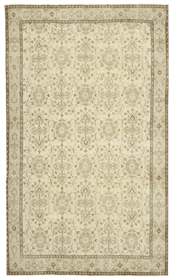 6x10 Beige Turkish Vintage Area Rug - 39066