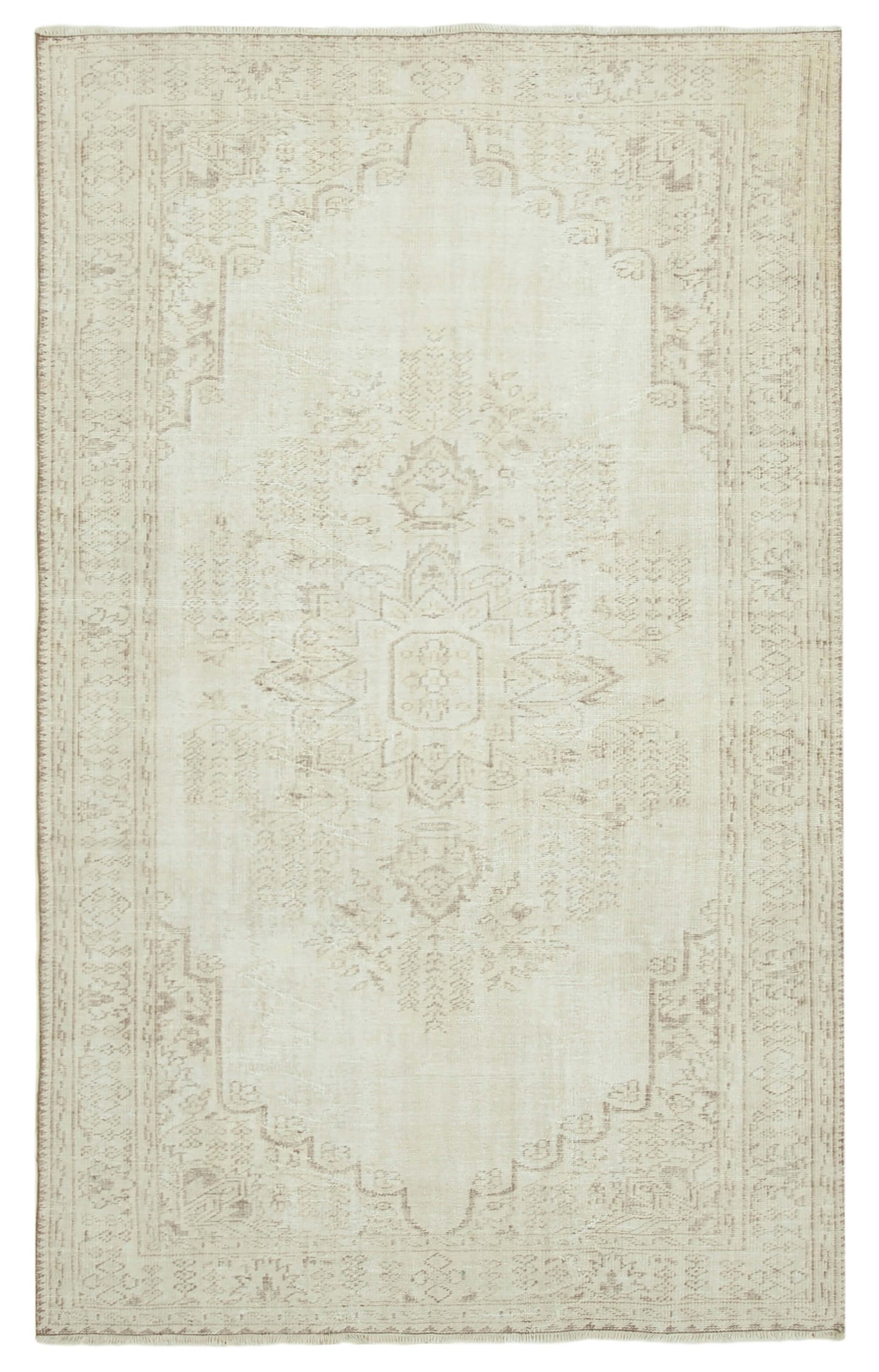 6x10 Beige Turkish Vintage Area Rug - 39067