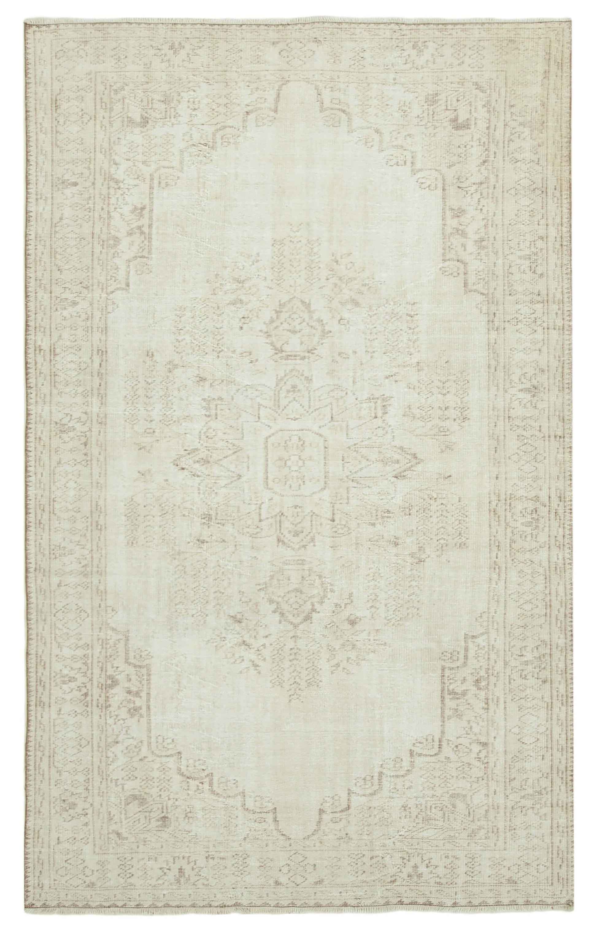6x10 Beige Turkish Vintage Area Rug - 39067
