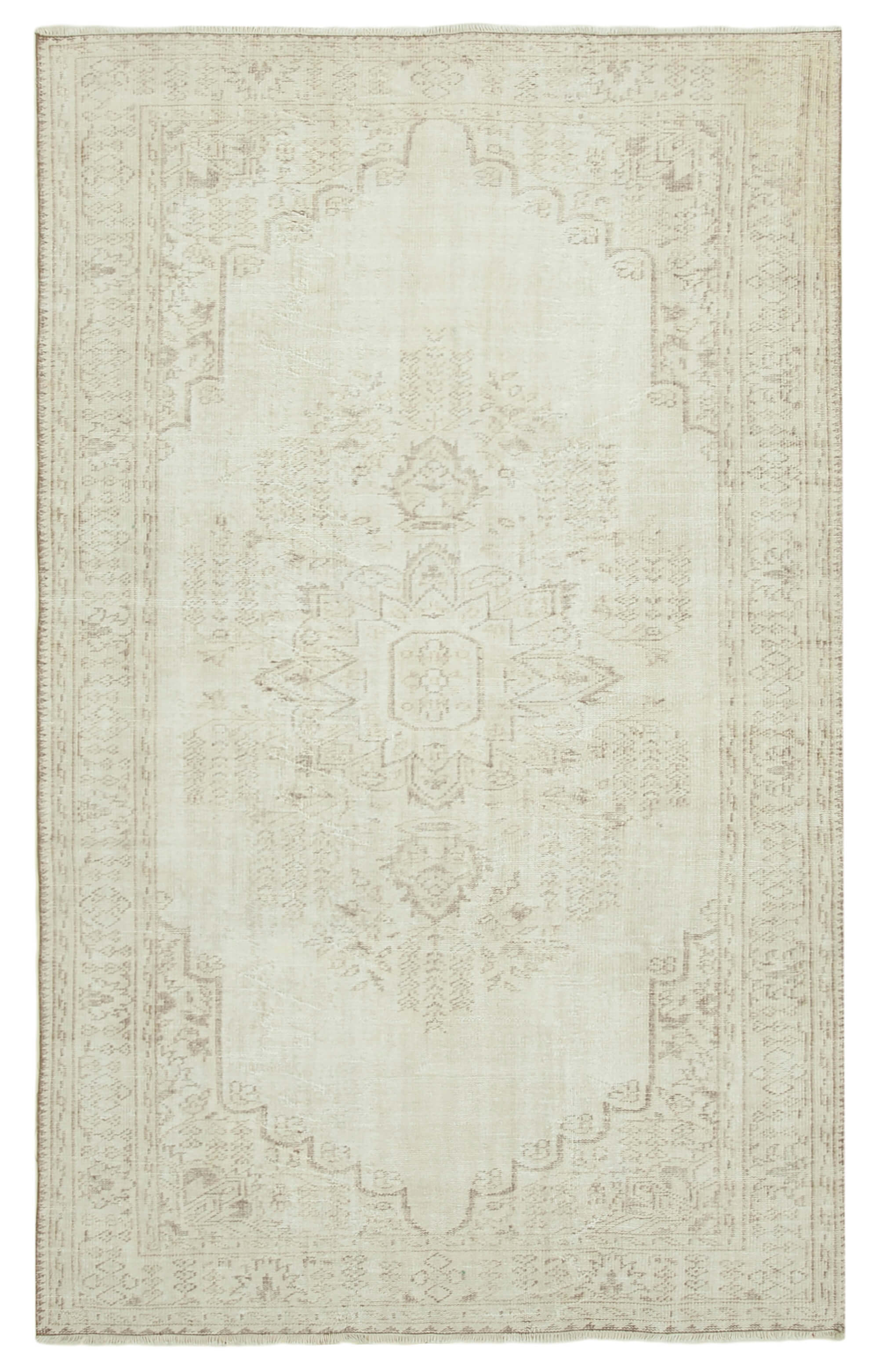 6x10 Beige Turkish Vintage Area Rug - 39067
