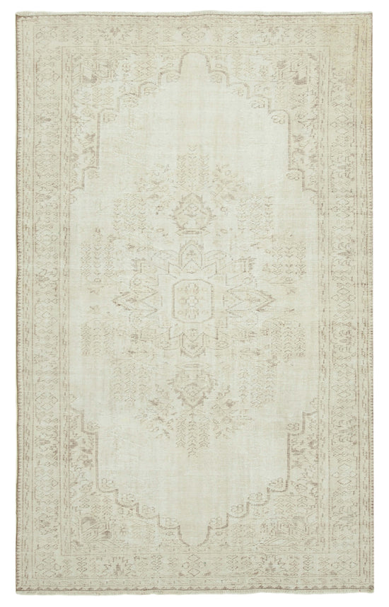 6x10 Beige Turkish Vintage Area Rug - 39067