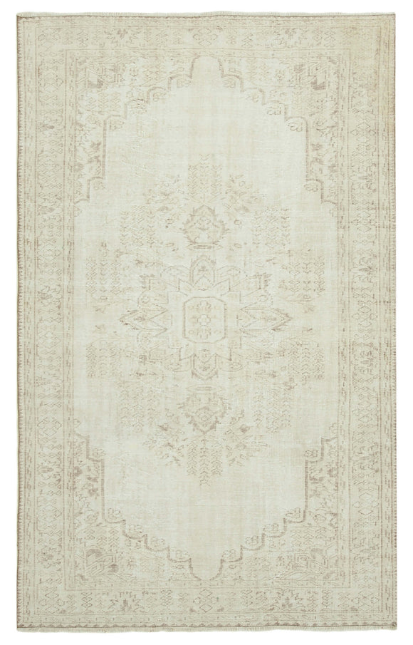 6x10 Beige Turkish Vintage Area Rug - 39067