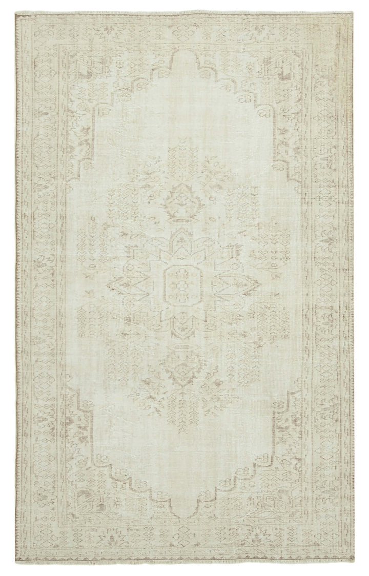6x10 Beige Turkish Vintage Area Rug - 39067