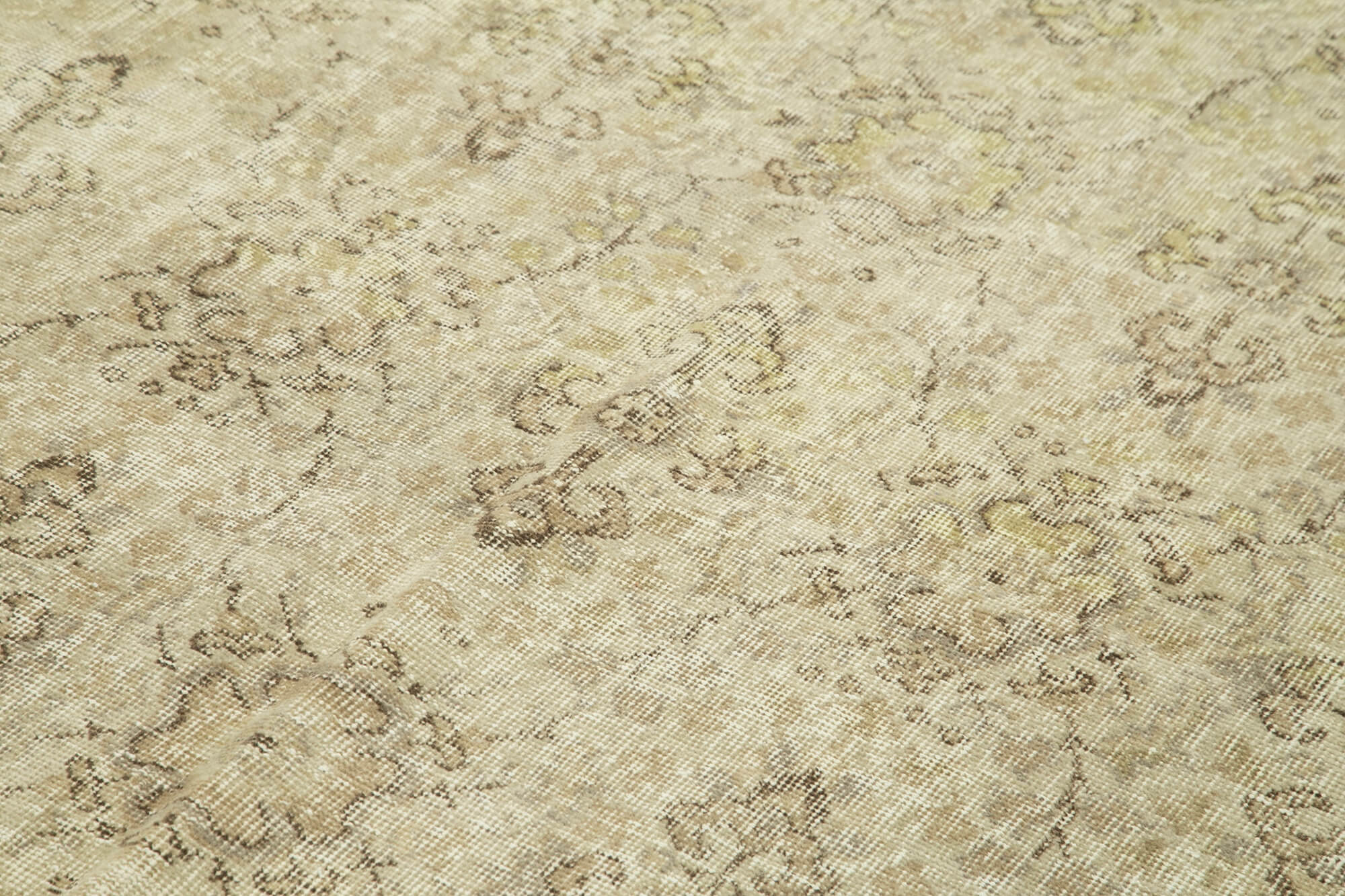 7x9 Beige Turkish Vintage Area Rug - 39070